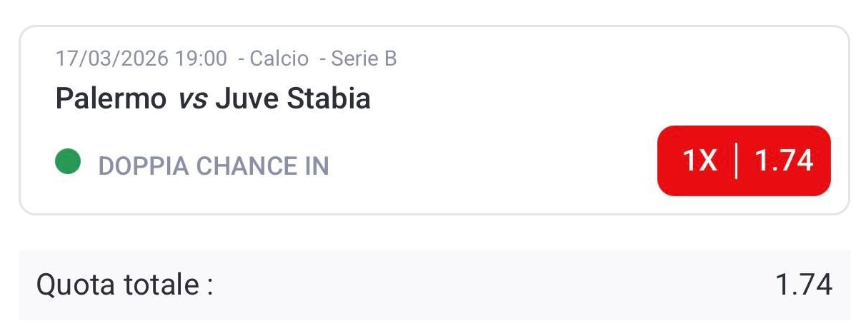 Giocata Palermo vs Juve Stabia